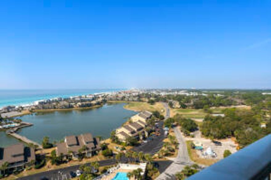 Breathtaking views of the Gulf and only a quick walk to the beach will make this one bedroom one bathroom a great getaway rental or vacation home.   This units also has the built in bunks in the hallway to accommodate a family retreat.   The condo has been decorated in the coastal beach colors and vibe.  Ariel Dunes has amazing amenities, including an 18-hole golf course, 2 full size pools, basketball courts, tennis courts, pickleball courts, and full-service Cabana Cafe Restaurant with live entertainment.   Seascape master association dues are $620.27 a quarter and Ariel Dunes association dues are $805.41 a quarter.   This unit will not last long!! Back on the market due to buyers financing.