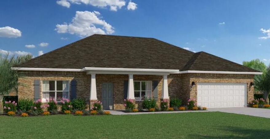 Introducing the Ariana plan! This exquisite home offers a perfect blend of elegance and functionality, designed to accommodate your unique lifestyle. With a total living area of 2,052 square feet, the Ariana provides ample space to fulfill your lifestyle needs. Whether you're hosting gatherings, spending quality time with family, or indulging in your favorite hobbies, this home accommodates it all. As you step into the Ariana, you'll be greeted by a versatile space off the foyer on one side and a dining room on the other. In the kitchen, you'll find a convenient island that houses the sink and dishwasher as well as a pantry that provides convenient storage for your culinary essentials, ensuring you have everything you need at your fingertips. The kitchen is at the heart of the home, completely open to the spacious great room, where loved ones can gather and create lasting memories. With its open layout, the great room seamlessly connects to the rest of the home, promoting a sense of togetherness. The Ariana features a desirable split floorplan, ensuring privacy and tranquility. Off to the side of the great room, you'll find the luxurious owner's suite, serving as your personal sanctuary. This retreat boasts a generously sized walk-in closet, providing ample storage space for your wardrobe and accessories. The accompanying ensuite bathroom offers a perfect oasis for relaxation with additional storage with a convenient linen closet. On the opposite side of the great room, this home has its second bathroom separating two additional bedrooms, ensuring comfort and convenience for family or guests. With a two-car garage, there's plenty of room for vehicles and additional storage.  The Ariana also offers delightful outdoor spaces, including a covered front porch and back patio. These areas allow you to enjoy fresh air and create an inviting ambiance for outdoor entertaining or peaceful relaxation.