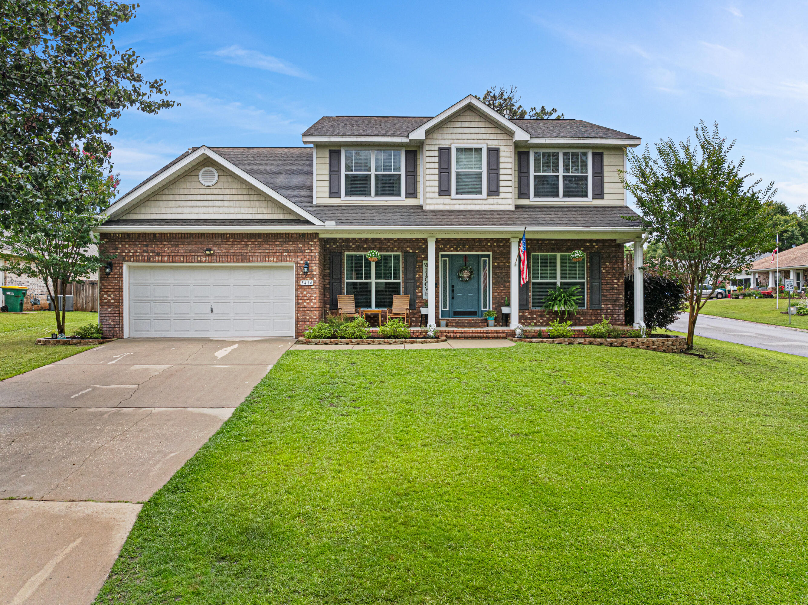 Welcome to your dream home in the desirable Brooke Estates! Built by Whitworth Builders, this spacious 4-bedroom, 2.5-bath home offers 2,762 square feet of quality craftsmanship and modern amenities. Located on a corner lot with a privacy-fenced backyard, this home is just minutes from Eglin AFB, Duke Field, and the 7th Special Forces. Inside, you'll find an inviting layout with 9' ceilings and wood laminate flooring throughout the main living areas. The home boasts a formal living room, dining room, office, and a cozy family room - perfect for gathering and entertaining. The chef's kitchen is a showstopper, featuring granite countertops, stainless steel appliances, a pantry, and a massive island illuminated by pendant lighting. There's also a butler's pantry/coffee bar and a charming Harry Potter-inspired dog closet! Upstairs, all bedrooms are generously sized with walk-in closets. The master suite is a true retreat, complete with a tray ceiling, an a ensuite bath with an oversized tiled shower, a soaking tub, double vanity, and two separate walk-in closets. The convenient upstairs laundry room makes daily tasks a breeze. Step outside to your screened lanai overlooking the beautifully landscaped yard. In addition to the above-ground pool and spacious play areas, you'll find several fruit trees, including peach, pear, and cherry, adding a delightful touch to this already stunning outdoor space. This Cape Hope model is filled with upgrades throughout - come see why this Brooke Estates gem is the perfect place to call home!