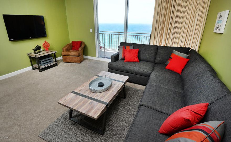 Luxe beachside living at Splash. Enjoy this beautiful condominium with designer perfect interior and upgrades including new upgraded carpet in living area and Master Bedroom, granite counters, and updated furnishings. A spacious Master Suite plus hall bunks and sleeper sofa means this condo easily sleeps 6 plus 2 large bathrooms complete with wood cabinetry and granite counters. Perfect elevation within the stack! Property has been meticulously maintained. Splash offers amazing resort style amenities including: waterpark, including a kids' pool park with waterslides, interactive water toys, a lazy river ride, ''dive-in'' movie theater, arcade, state of the art fitness center, a pool and Jacuzzi just for the adults and a poolside bar and grill.