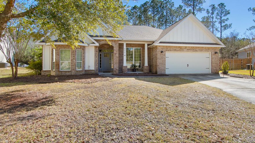 Take a look at this beautiful 3 bedroom, 2 bath home with bonus flex room. This 2357 sqft home in the Symphony Neighborhood sits on an oversized 0.57 acre lot that backs up to a wooded area; it is located at the end of the cul-de-sac.  Plenty of room to add your very own pool! No carpet here to replace, the flooring is all bamboo. The fireplace, built in bookshelves and trey ceilings complete the cozy living room. The kitchen appliances are stainless steel with a gas stove and pantry. Just off the kitchen step into the spacious Primary Bedroom, with sitting area and separate entrance to the patio.  The ensuite bathroom boasts a large walk in closet, shower and double vanities. Enjoy your time on the large covered patio deck watching your favorite team on TV, grilling out or just relaxing. Don't forget to check out the tree house, the perfect hiding spot. The 12x8 shed will keep your things tidy and out of sight. A custom concrete pad on the other side of the yard was made for fun bonfire nights. The two car garage will provide additional space for vehicles and toys. Back inside, at the front of the home, the bonus room with doors can provide an additional guest bedroom, office or work out space. Two additional bedrooms, full bathroom and laundry can also be found on this side of the home. The AC was replaced Summer 2025. Get ready to experience all that the Hammock Bay Community has to offer.