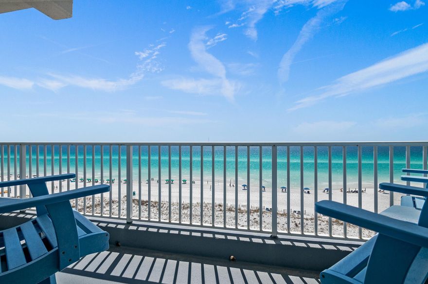 Views, Views and More Views.Now a RARE Opportunity for a large Condo on the EMERALD COAST!    The Inn at Crystal Beach #501, located in the heart of Crystal Beach, overlooks the Gulf of Mexico and offers breathtaking beach, sunrise and sunset views from two private balconies! This property is 3161 square feet with 6 bedrooms, and 4 baths, providing plenty of space for large families and friends to enjoy! As you enter this unique condo, you'll find an extremely large living area that seamlessly blends with a dining room and an open-concept kitchen with bar seating as well as a second smaller gulf front living area.  This ample living space is all designed to embrace the stunning views of the sugar-white sands and turquoise Gulf waters. This large condo offers 2 master suites, each with an ensuite bath with a tub and separate shower, as well as 4 additional bedrooms that share 2 additional guest bathrooms.  A wet bar with wine cooler and ice maker as well as a laundry area add to the amenities in this unit.  This unit could be rented as a 3 bedroom or a 6 bedroom.  With some minor renovations it could be updated to a 3 bedroom and a 2 bedroom, or rented as a 5 bedroom.  Quotes available to facilitate this option.  

The Inn at Crystal Beach, features a 400 foot private beach with seasonal beach service. The amenities continue with a friendly staff at the 24 hour front desk, Soleil, a casual fine dining onsite restaurant,  a Gulf front fitness room, and a Gulf side pool and hot tub, ensuring you'll be immersed in the finest resort-style experience.

Whether you're looking for a serene retreat or a place to host unforgettable gatherings with friends and family, Inn at Crystal Beach #501 offers everything you could desire.
Don't miss this rare opportunity to own a piece of paradise. Square footage and details may vary; prospective buyers should verify all essential information. Schedule your private tour now and step into a world of unparalleled luxury and coastal enchantment.

BUYER to verify all dimensions and pertinent information.
