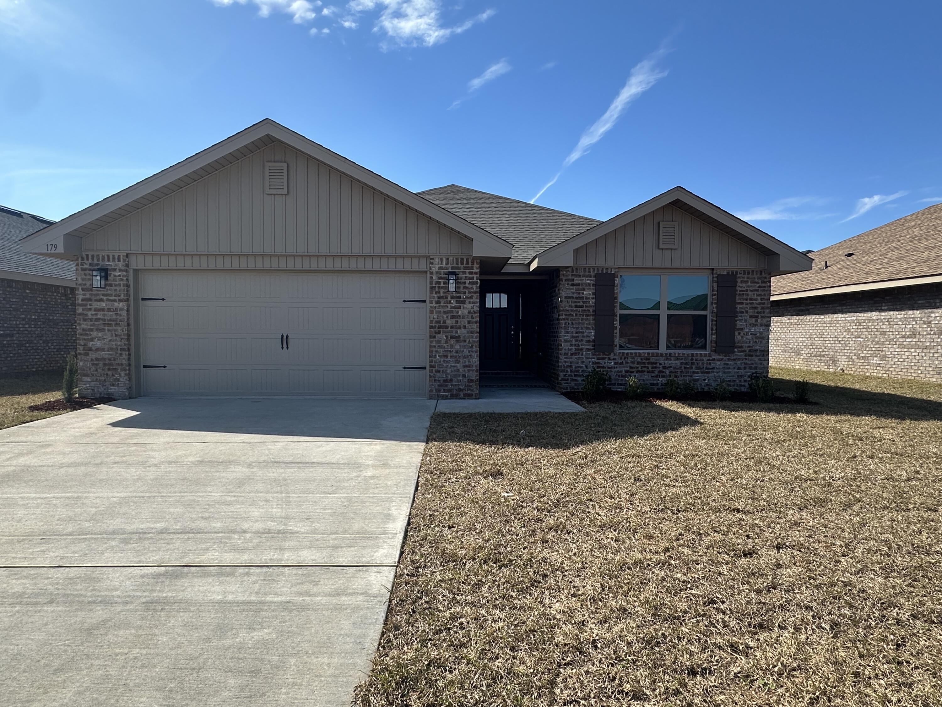 This 1634 square foot home is a must see! It is being built in our community Ridgeway Landing located in North Crestview. This is is 4 sided brick, offers 3 bedrooms, 2 bathrooms, cathedrial ceilings, a large master suite and so much more! The builder has added some upgrades to this home that include craftsman style elevation, quatrz countertops in kitchen and bathrooms, upgraded Puretech Plus flooring with carpet only in the bedrooms and a separate walk in shower and garden tub in the master bathroom. This property incuded an automated sprinkler system, comes fully sidded with a landscaping package, and termite bonds. This community offers street lights, sidewalks, and a beauiful community pool for your enjoyment!