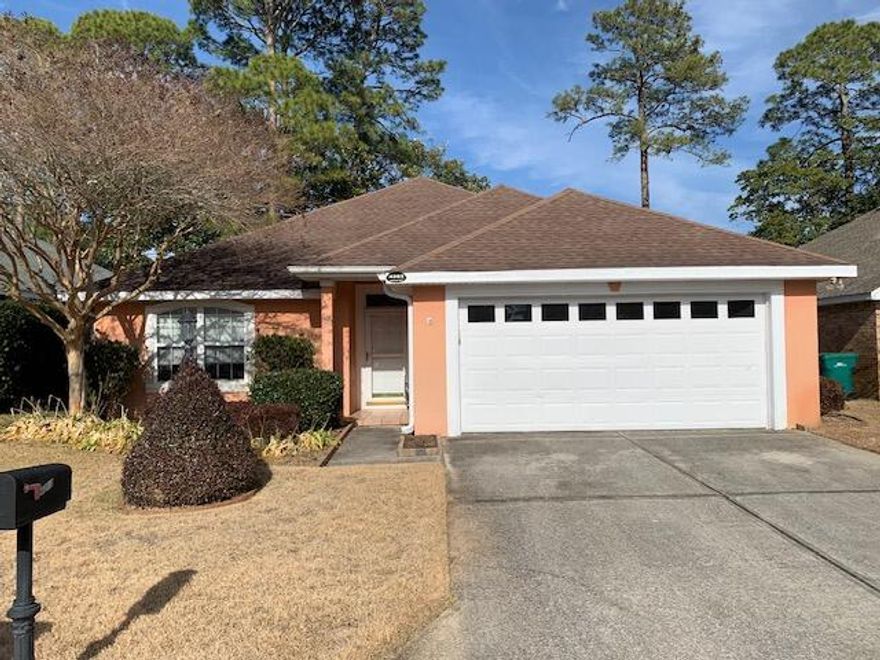 Beautiful 3bed/2bath/2car home on the 9th fairway of the Bluewater Bay golf course. Convenient location and only minutes to the white sand beaches of the Emerald Coast.  Interior features an open kitchen with breakfast bar, solid surface counter tops, and tile floor, a utility room with washer/dryer and large pantr'; vaulted ceilings in dining and living rooms, built-in bookcases flanking the fireplace, hardwood floors and vaulted ceiling in the primary bedrooms as well as two walk-in closets, double vanities, and a jetted tub/shower combo in the primary bath.  Hurricane shutters, lawn pump and sprinkler system.  Florida room and open patio.  Enjoy the many amenities of  Bluewater Bay  - golf, tennis, marina, etc. Make this community your home!