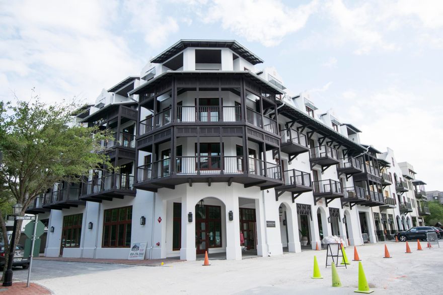 Arguably the BEST location within the Georgetown, facing the town square- this new construction Condo in Rosemary Beach with 3 bedroom, 3 full baths and bunk room is located in the prime area for shopping, restaurants, and everything Rosemary has to offer. High end construction with Sub-Zero, Wolfe and all the upgrades. Balconies are a huge plus, with huge wrap-around off the living dining area. If you want a new construction, want to be in Rosemary, and need that dream vacation place....you have found it!