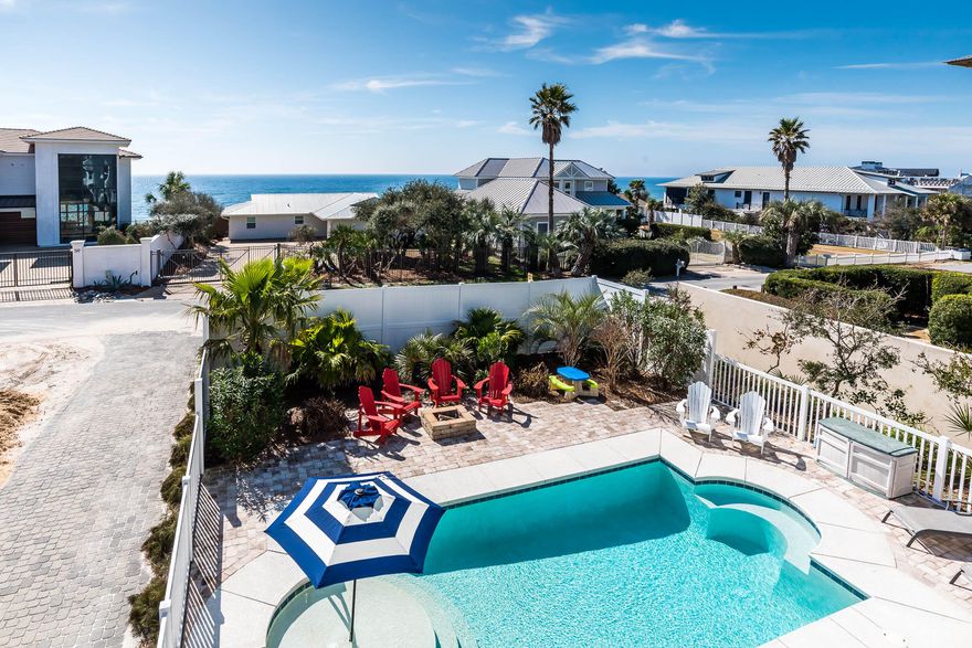 With convenient proximity to Watersound, Rosemary, and Alys Beach, plus the privacy of gated neighborhood access, Pelican Pointe at Camp Creek is ideally situated on the bustling east end of 30A. Poised second tier from the Gulf with expansive Gulf views, the residence is perfectly designed to be sure your guests will experience the ultimate beach vacation: the exterior features a large, private heated pool and fire pit, community beach access less than 250 steps away, and ample parking. Enjoy a view of the Gulf from four of the spacious bedroom suites. With all these amenities, it's no wonder that the home has an established annual rental income history of $194,000, trending upwards to a projected gross of $270,000 from local rental management companies.