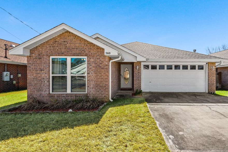 Welcome to 560 Rough Leaf Lane in the desirable Waterford Estates community of Mary Esther. This well-maintained 3-bedroom, 2-bath home offers approximately 1,651 square feet of comfortable living space with a functional split-bedroom floor plan and several valuable updates already completed.Major improvements include a roof installed in 2019, energy-efficient windows and sliding glass door replaced in 2020, and a water heater installed in 2017. Even better, the solar panels will be paid off in full at closing, giving the new owner the benefit of lower energy costs without the added expense. Inside, the spacious living area flows easily into the dining and kitchen spaces, creating an inviting layout that works well for both everyday living and entertaining. The primary suite offers privacy and ample space, while two additional bedrooms provide flexibility for guests, family, or a home office.

Outside, you'll find a manageable yard and the convenience of a two-car garage. The home is located just minutes from Hurlburt Field, shopping, dining, and the beautiful beaches of the Emerald Coast, making it an excellent choice for both primary homeowners and military buyers.

Don't miss the opportunity to own this move-in ready home in a convenient Mary Esther location.