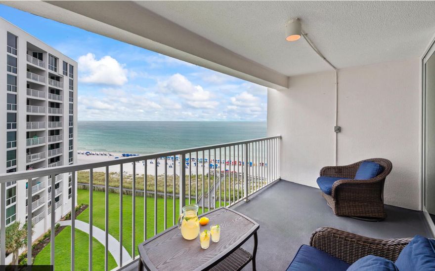 Fully furnished 2BD/2BA 8th floor Condo on the Gulf including chair/umbrella service for $559K! Newer A/C, hot water heater, paint, furniture, custom drapes, appliances, flooring and decor. The gated Shoreline Towers resort just completed a $25M renovation including New sliding glass doors, turtle lights, roofs, windows, 6 new elevators, sealed/painted balcony floors, bbq area and owners lounge. Enjoy the on-site swimming pool, tennis/pickleball courts, fitness center, sauna and more! Destin's popular shopping, dining, public beach accesses, golf courses, Crab Island, fishing and boating are huge attractions for everyone! Great investment opportunity is right here!