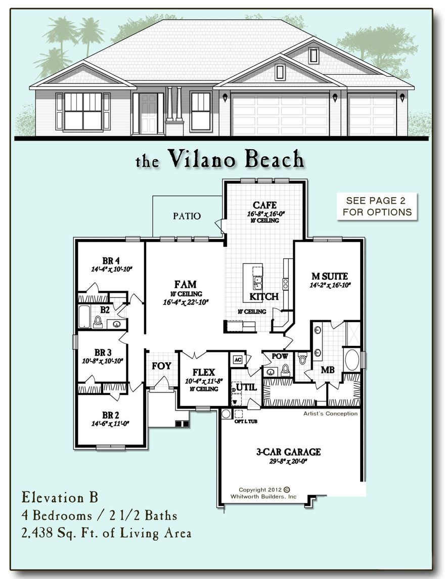 Welcome to the new Vilano Beach. This split bedroom floor plan features a spacious Family Room with large windows looking out to the Patio which brings in an abundance of natural light. The Master Bedroom is complimented with a tray ceiling and the Master Bath has a cultured marble dual vanity, a garden tub, two walk in closets. The Kitchen features beautiful Echelon cabinets, 3 CM granite countertops and stainless steel appliances. The oversized kitchen island overlooks the Caf and Family Room which makes this home perfect for entertaining. All with Whitworth Builders Energy Package and a 3 car garage! Located in Crestview's swim and tennis community near schools and shopping.