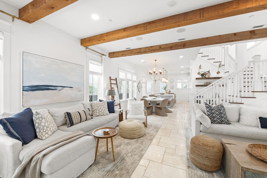 One of the rare newer homes in Rosemary Beach, located on a quiet cul de sac a short 5 1/2 min stroll down a wooden boardwalk through the serene beauty of Rosemary Beach to the aquamarine waters of the Gulf, you'll find this spectacular recently professionally decorated, private home that is not on the rental market.Enter through the front door and discover the newly renovated kitchen with a grand island, designer cabinets,premium appliances,quartzite countertops, large pantry, and a separate coffee/beverage bar. The kitchen opens into the spacious and elegant dining and living areas designed by L. Hamilton & Co. in clean whites and coastal neutrals.The home's numerous windows and French doors allow for the flow of natural light to infiltrate the home and the indoor space to interact READ with the many outdoor spaces. Step out from the living area onto the beautifully furnished front porch to relax or read with your favorite beverage. Finishing off the open concept first floor, you will find a full bathroom with a unique walk-in shower that is accessible from the outside for easy showering after a swim at the beach or pool. Ascending the staircase to the second floor, the primary bedroom offers a relaxing retreat with access to a private balcony along with an elegant ensuite bathroom paired with a free-standing soaking tub and separate shower, double vanities, and large walk-in closet. Down the hall are two comfortable chic guestrooms each with balcony access and an additional bathroom with a large walk-in shower. On the third floor is another lovely guest room with a king bed, a kids retreat with four built-in twin beds each equipped with its own tv and lighting, and the fourth bathroom with a tub/shower combination. An added bonus is the separate building with ample storage for all your fun toys, bikes, kayaks. With the world-class amenities of Rosemary Beach within close proximity, from the front porch, you are less than a three minute walk to the racquet club, workout facility, multiple swimming pools and the town center's boutique stores and delicious dining.
This exquisite 5 bedroom 4 bath home makes the perfect retreat for gathering friends and family to enjoy the best of 30A beach living.

Rental Projections & List of Recent Upgrades including new HVAC systems in 2021 in documents section.
