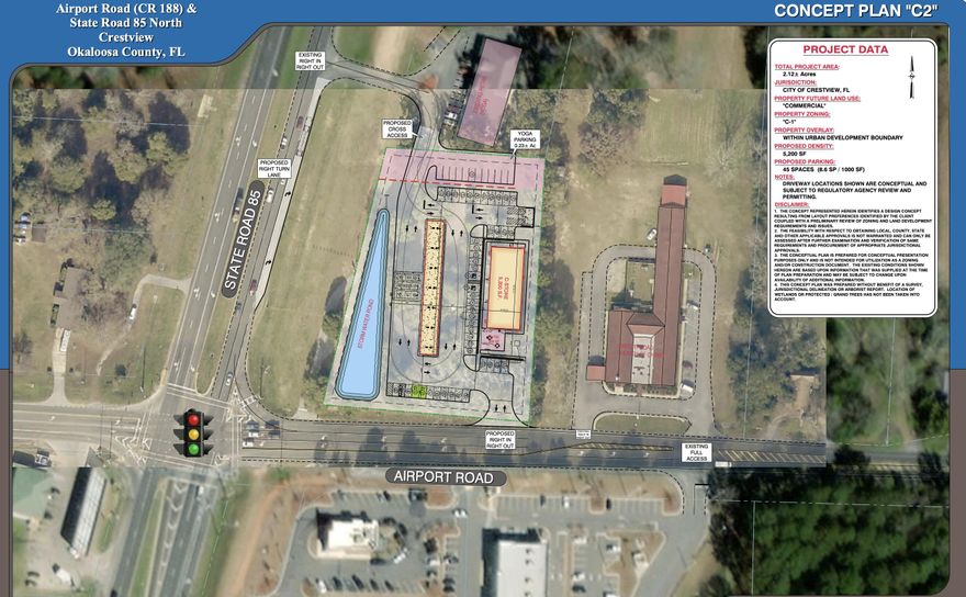 Location WOW! Two Acre Corner! Next door to the new North Publix and Wendy's site! Traffic light. Roof tops, high growth Area, new retail and restaurants, existing banks, library, schools, grocery, gas stations, retail! This is the prime Crestview site for a new store! The DOT website shows 25,550 daily trips at Hwy 85 and 6,600 on Airport Rd! Traffic count plus Rooftops= Your Location! County zoned Mixed use, City is across the street for an easy annex. Sewer is close! Large retail corner poised for development across the street! This is the site! This is also listed as a lot split. 0.72 ac with building and 1.32 ac with no building. See other MLS listings!
