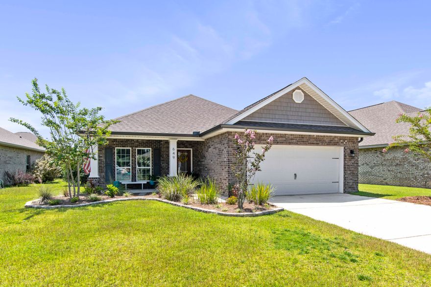 Welcome home to 649 Cocobolo Drive, a stunning one-story brick home nestled within the sought-after Driftwood Estates, a charming bayfront community in beautiful Santa Rosa Beach, Florida. This immaculate property presents an incredible opportunity for those seeking a comfortable and modern coastal lifestyle in an amazingly friendly neighborhood. With 4 bedrooms and 2 full bathrooms, this home offers ample space and flexibility. The 4th bedroom would work as an excellent home office space. The recently updated interior boasts a seamless blend of contemporary design and coastal charm, creating an inviting atmosphere as soon as you step inside. The heart of the home is a spacious and open living area, perfect for entertaining guests or spending quality time with loved ones. Natural light pours in through large windows, enhancing the airy and bright ambiance. The well-appointed kitchen features a large island, modern stainless appliances, granite countertops, glass tile backsplash and ample storage, making it a delightful space for culinary enthusiasts. Step outside onto the private covered patio, where you relax an enjoy the warm Florida nights and outdoor gatherings with friends and family. The large backyard provides a peaceful retreat, where there's plenty of room to create your dream outdoor oasis. Home also has a spacious two-car garage with abundant storage in and above in the attic space. Living in Driftwood Estates means enjoying an array of exceptional amenities that cater to every lifestyle. Take a refreshing dip in the expansive community pool on hot summer days, or explore the scenic walking trails winding through the community's lush landscapes. For families, the playground offers a safe and enjoyable space for children to play or indulge in a delightful outdoor barbecue at the pool on a charcoal grill where you can savor meals under the picnic pavilion. Beyond the community, you'll discover the enchanting allure of Santa Rosa Beach, with its pristine sandy shores and turquoise waters just a short distance away. Explore the many local shops, restaurants, entertainment options, and grocery store of Grand Boulevard at Sandestin. Additionally, Ascension Sacred Heart Hospital is just a few miles away. Don't miss this chance to make 649 Cocobolo Drive your new home. With its modern updates, ideal location, and the fantastic amenities of Driftwood Estates, this property won't stay on the market for long. Schedule your private showing today and experience the ultimate Florida coastal living at its finest! Buyer to verify all dimensions and information.