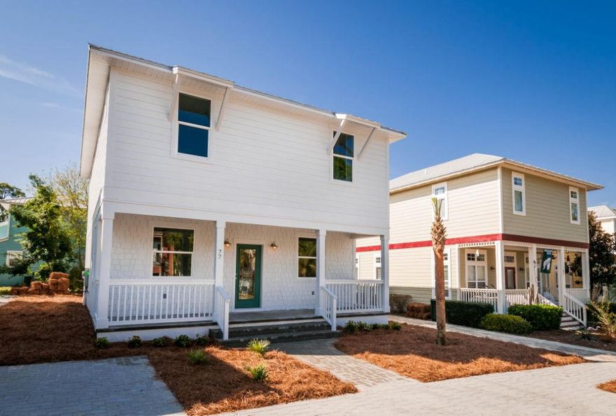 Back on the Market - Buyers financing fell through. SOUTH OF 30A! This is a new construction home complete and ready to go. 360 Blue has given us a rental projection of $38,392. The home is very high quality construction with features like, Marble Counter tops in the Bathrooms, Concrete Counter Tops in the Kitchen, Impact Glass Windows, Brick Paver Driveway and patio, Outdoor shower, Tankless Hot Water Heater, Wood flooring on the staircase and in ALL Bedrooms, and Slate tile in the downstairs. The builder hired a professional designer to pull together this perfect beach cottage. This home also has access to the beach, pool and all of the amenities association with the Village at Blue Mountain Beach. The HOA Fees are $150 a month.