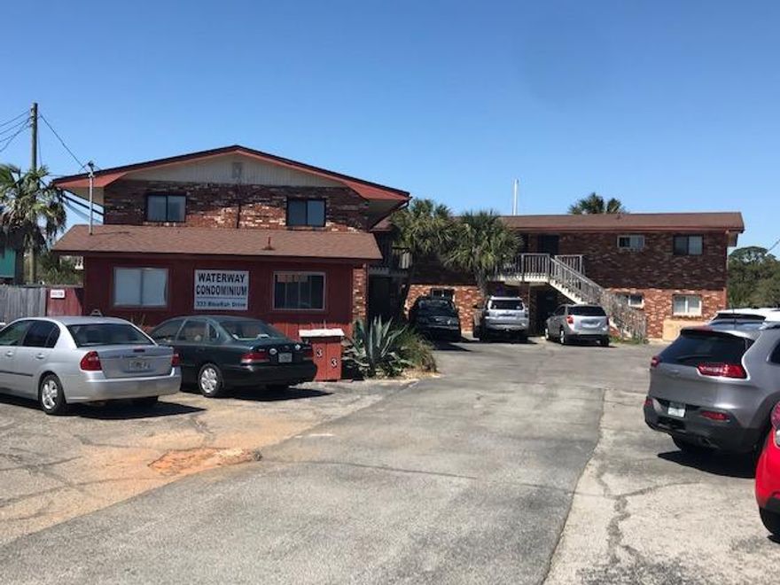 2 bedroom 1 bath unit includes a deeded deep water boat slip. Could be used as investment property or just live in this waterfront complex. Tile flooring throughout. Lots of extra storage cabinets in the kitchen and living room. There is a nice patio out the back door. Newer HVAC and hot water heater in this unit.Possible short term rental. Buyers must do their own due diligence.