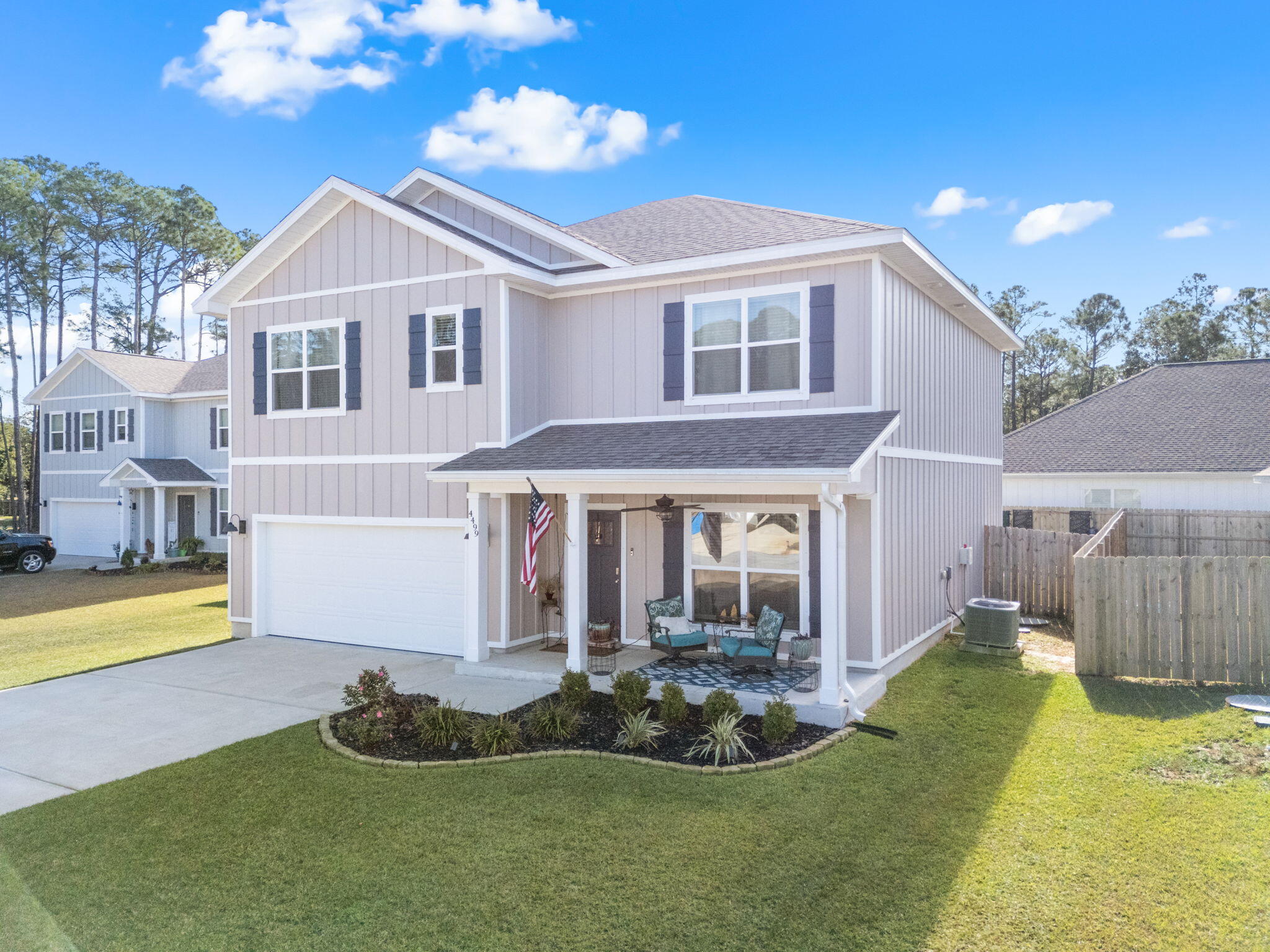 Welcome to 4499 Water Leaf Cove in Gulf Breeze! This 5-bedroom, 3-bath home blends coastal charm with upgraded interiors, minutes from Pensacola Beach, Navarre Beach, Mobile, Biloxi, and Destin. Service members benefit from proximity to Eglin AFB, Hurlburt Field, and the 7th Special Forces Group. Inside, find wainscoting, new paint, luxury vinyl plank flooring, a second-floor flex space, granite countertops, and new lighting. Baths feature granite vanities and beadboard. Enjoy attic storage, a coated garage floor, and an uncovered patio. Make it yours today!