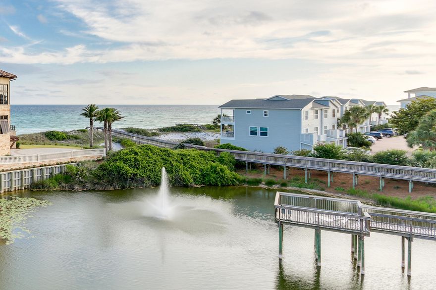 Deluxe third floor, 3 bedroom, 3 and a -1/2 bath, plus library condo is situated perfectly as an END unit at the prestigious property of San Remo! Greater than 2,000 square feet of seaside extravagance with a toes-in-the-sand locality on the renowned beaches of 30A. This beautifully laid out condo is one of a kind, which is optimum for a primary, second home or vacation rental. Main features include a full master suite, double vanity, full size laundry room, tile throughout main living areas, crown moulding accents, and a library sitting room for relaxation! Enjoy an expansive wrap around balcony which offers the best Gulf views, breezes, and sunsets from all angles. At San Remo there are only 32 units total, offering a low density ultra private feel accessible via the secure gated