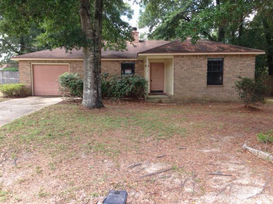 All Brick 3 Bd / 2 Ba home w/ Lots of Potential... Large eat in kitchen, fireplace, tile flooring in living room, dining room & kitchen, large fenced back yard with covered porch.