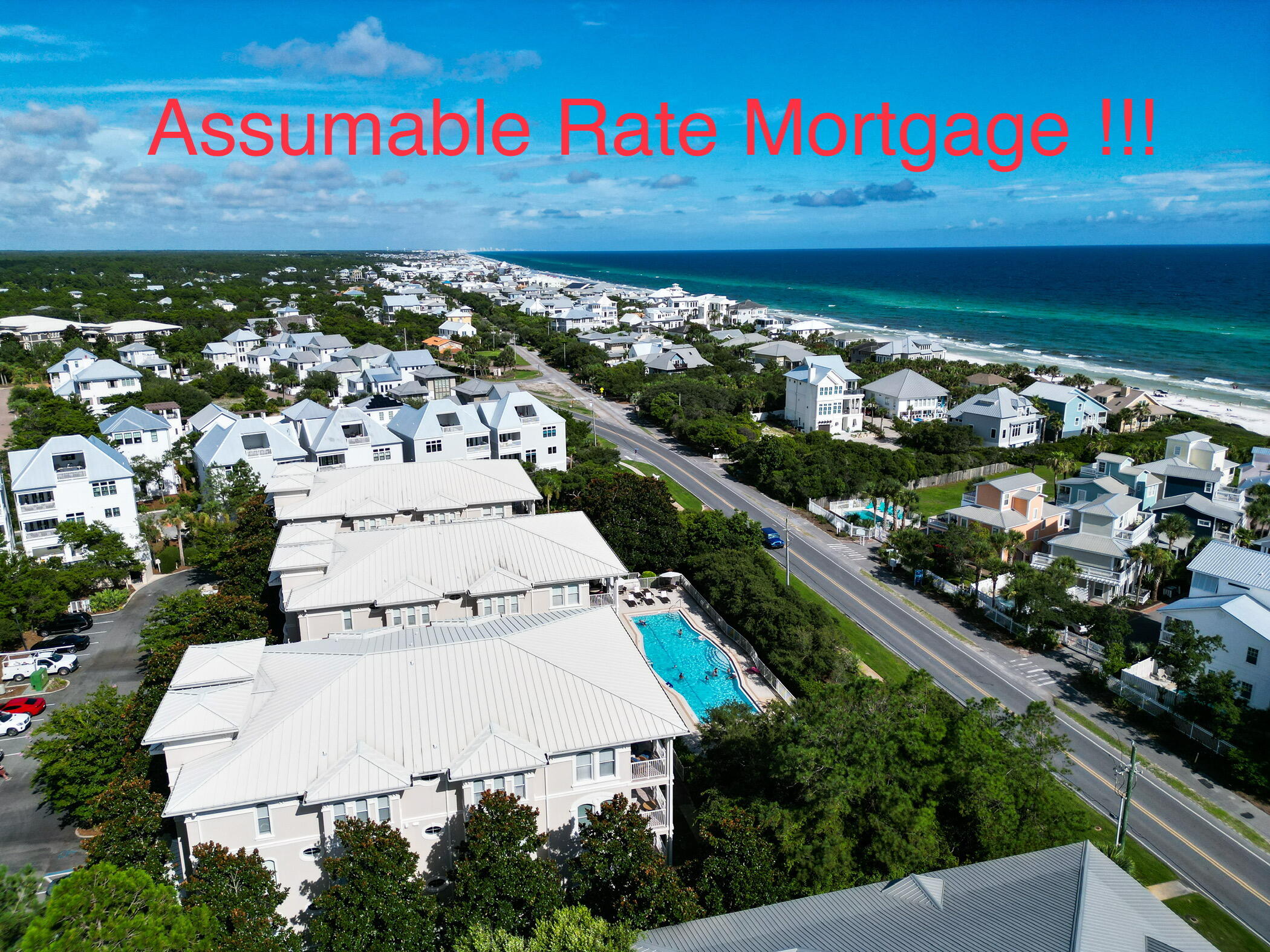 CONTACT LISTING AGENT MICHAEL STEELE 850-585-2795! ASSUMABLE CONVENTIONAL MORTGAGE AT 4.375 OPPORTUNITY! TWO MINUTE WALK TO PRIVATE BEACH ACCESS!!!! Rare opportunity for such quality craftsmanship in this luxuriously remodeled gulf viewing condo in the heart of Seagrove. Upon entering this magnificent condo you will notice the top notch finishes from the updated cabinetry, quartz counter tops and stainless steel appliances. Three bedrooms offer their own personal bathrooms and a 4th bedroom that could be your personal office. The spacious patio offers wonderful views of the gulf and overlooks the pool. You are walking distance to fantastic dining options, seaside attractions, and this complex comes with deeded private beach access. Schedule your showing today.