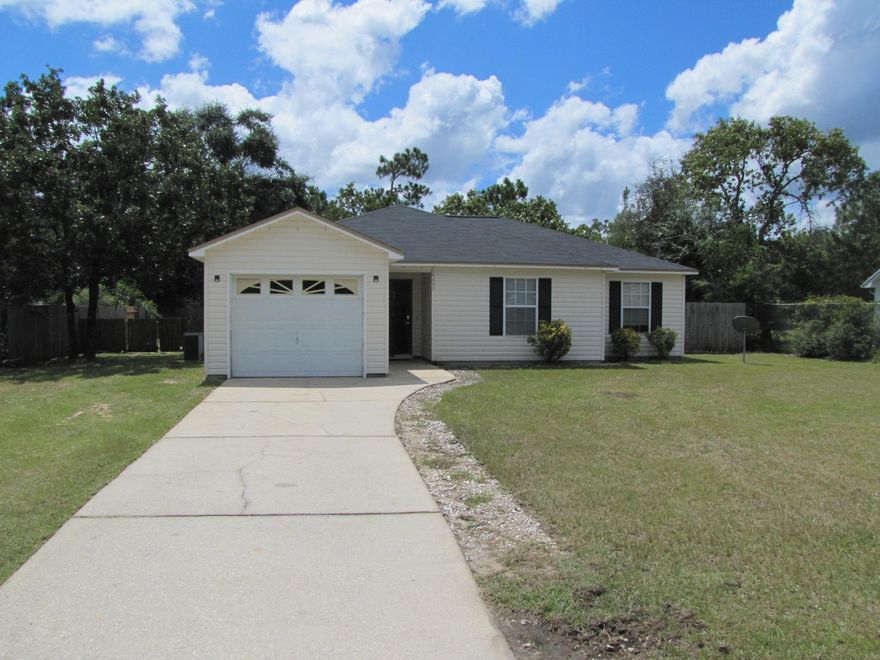 Move-in ready home on the south end of Crestview. The home features wood laminate flooring though out, tile in the wet areas,vaulted ceiling, eat-in kitchen, pantry, and kitchen appliances. The large back yard is privacy fenced. A pet will be considered with breed approval and pet fee.