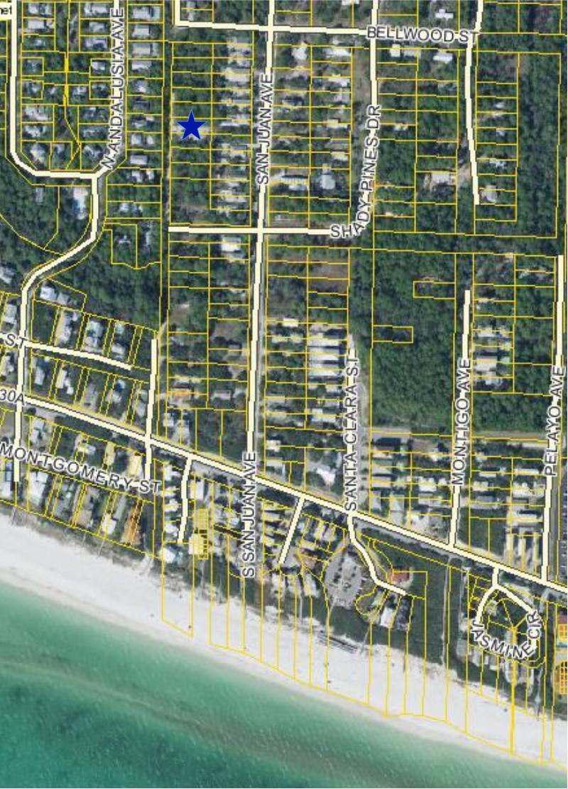 Barcelona Avenue has recently been CLEARED/cut through & UNDERGROUND ELECTRIC has been run!! High & Dry lot on private section of Barcelona Ave, located in Gulf Shore Manor- Seagrove Beach. Wooded lot has 20 ft buffer from the Grove by the Sea neighborhood to the west. Room for a main home & guest house/garage or pool. Location is very close to the 30A bike path, and just a mile east of Seaside. The beach access is located on south side of 30A at South San Juan Avenue. There are NO HOA fees, or build-out times. ***Buyer is responsible for personally verifying details about this property. All information contained on the listing is believed to be accurate but not guaranteed. ***