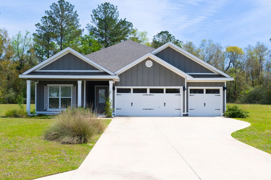 Spacious 4BR/3BA Home with 3-Car Garage on .42 Acres - Built in 2022!Tucked at the end of a cul-de-sac, this beautiful open-concept home offers the perfect blend of modern comfort and peaceful living. Built in 2022, the property features four bedrooms, three full baths, and a desirable three-car garage. Sitting on a large .42-acre lot, there's plenty of space to add a pool and create your dream backyard oasis. Inside, you'll find granite countertops, durable LVP flooring, and an open layout ideal for everyday living and entertaining. Located just outside of Tallahassee in charming Crawfordville, enjoy a slower-paced lifestyle with easy access to the city for work and commuting. Don't miss this move-in-ready opportunity