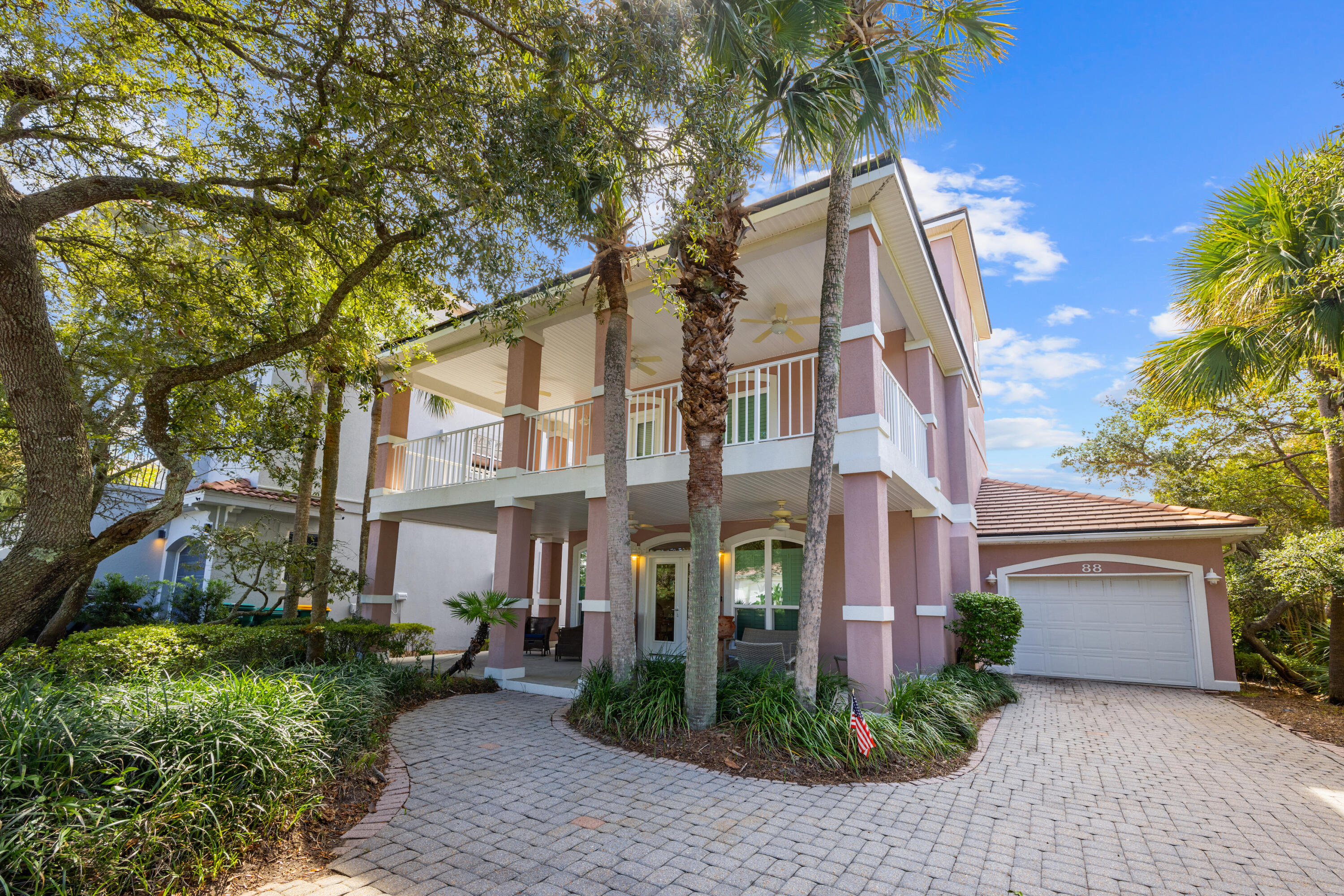 Discover coastal living at its finest in this elegant, maintained 3-bedroom, 3-bath home in the desirable, gated community of Destiny, offering beautiful views and just a quick golf cart ride to the beach or The Crab Trap. This beautifully furnished property boasts an open floor plan, a spacious master suite with balcony, a second-floor guest room with balcony and a third-floor balcony with stunning vistas. Enjoy recent updates like fresh paint and new carpeting. The spacious garage will accommodate two cars and a golf cart. With exclusive access to a heated pool, beach, clubhouse, tennis courts and more, this home is a rare find. Has not been on the rental market since 2001, it's ready for the next owner to create lasting memories or a great addition to your rental portfolio!