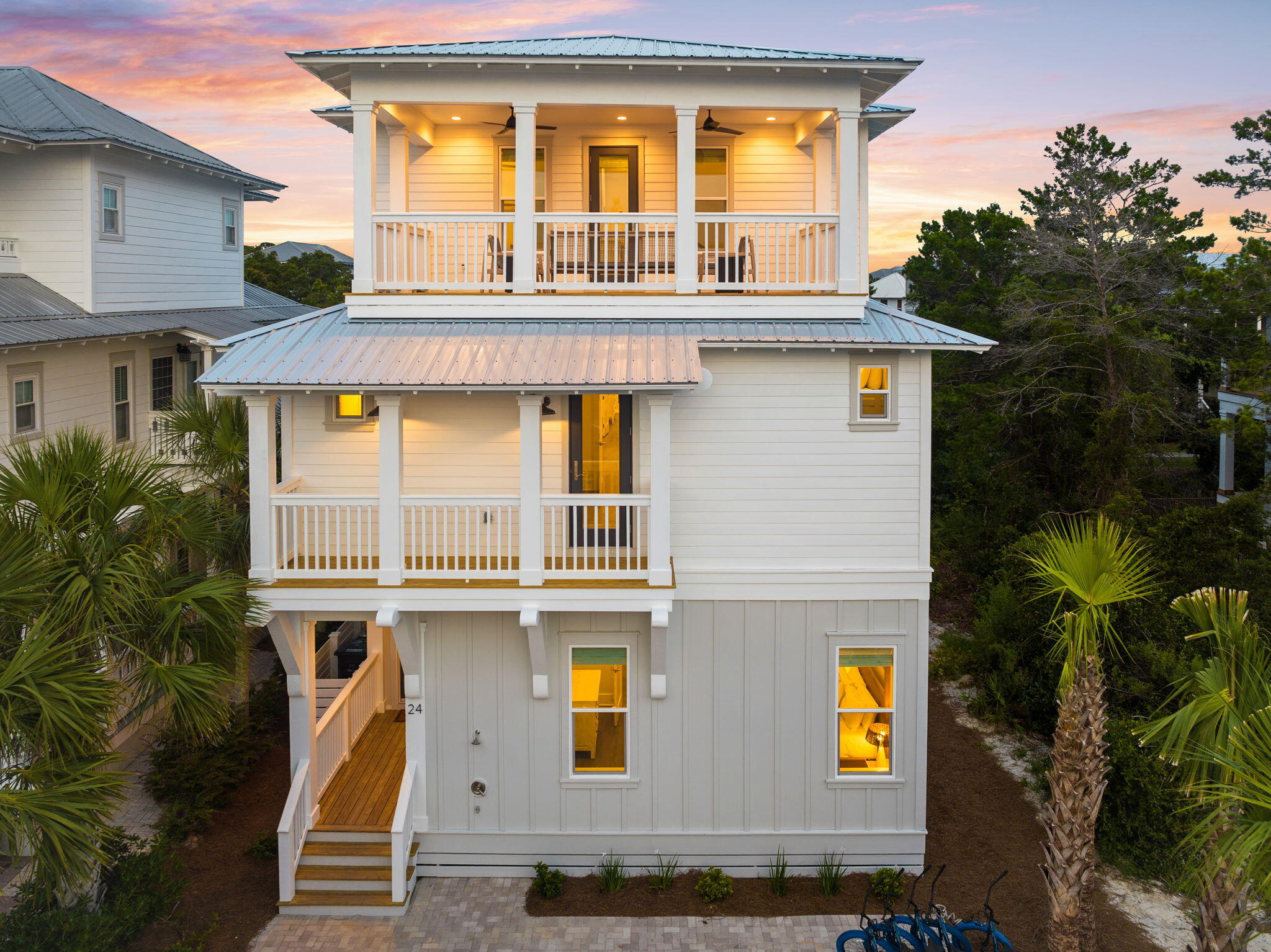 This stunning 30A dream home has been crafted to host an extraordinary experience at the beach. Conveying fully-furnished, this exceptional getaway can be a lucrative investment property with rental projections at $130K annually. Located in the heart of Seacrest Beach, this property presents a wonderful floor plan with five bedrooms, a covered back porch and a heated private pool. This beautifully designed home flaunts an expansive first level which looks directly out to the pool and sundeck. The chef's kitchen has been outfitted with high-end appliances and a large island which has seating for four. The dining area seats eight or dine alfresco by the pool with a table for six. The first floor primary suite is delightful with its luxe furnishings and dreamy ensuite bathroom. On the second level, you are greeted by the main primary suite equipped with a private balcony overlooking the pool. Additionally, this floor includes two guest bedrooms with a king in the first and built-in bunk beds in the second. The top floor has another primary suite along with a media room and oversized balcony. The home is offered fully-furnished and rental-ready. Inquire to receive rental income information and estimated expenses for this Seacrest Beach dream escape!