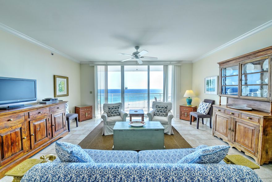 GORGEOUS GULF FRONT & VERY SPACIOUS 3 Bed/3 Full Bath Condo with 2 Master Suites in the Highly Desired Belle Mer! This Condo Boasts Smooth & High Ceilings, a Gracious 2060 Sq Ft, 2 Master Bedrooms Overlooking the Gulf, and an Additional Bedroom with/Full Bath that has Sound Views. The Kitchen Features Granite Counters, Wine Fridge, Pantry, Breakfast Bar, Recessed Lighting, Plenty of Space & Cabinetry, bordered by a Large Laundry Room and Additional Owner's Closet. There is Tile throughout Majority of the Unit & Crown Molding in Major Rooms. The Main Master Bedroom is Enormous with enough room for a Sitting Area/Extra Sleeping Area, two Closets/Large Walk-in Closet, and Master Bath with Jacuzzi Tub and Large Walk-in Tiled Shower. The Second Master Bedroom has an Additional Owner's Closet...