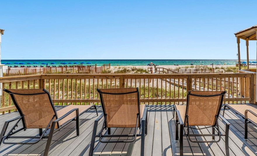Newly remodeled, this charming coastal cottage is perfectly situated on one of the quietest parts of the beach. With unobstructed views of the gulf and its emerald green waters, you are just seconds to toes in the sand! With sweeping views of the gulf and a spacious wrap-around deck featuring new low-maintenance Trex composite decking, the beautiful white sand beaches and emerald green waters are literally at your doorstep. This wonderful beachfront home is located on a quiet cul de sac. Well appointed, this 2,000sf Gulf front home can easily sleep 10 and is the perfect second home or primary residence. Without a doubt, this is the very best value of any gulf-front home in Panama City Beach!