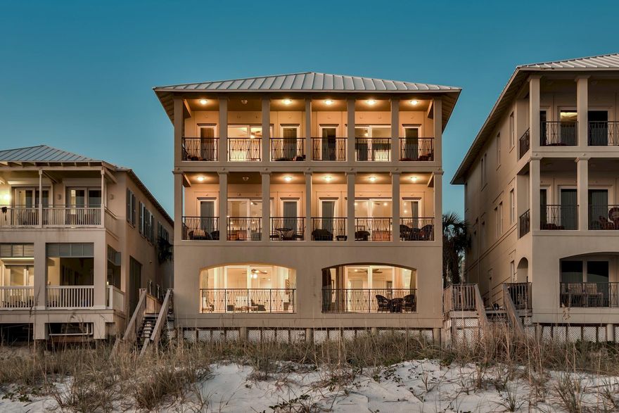 Experience premium luxury in this extraordinary Gulf front rental machine ideally situated on 50' of prime gulf frontage and perched at an impressive elevation providing unparalleled panoramic Gulf views to the East & West. Centrally located in Frangista Beach south of Scenic Hwy 30A, this Gulf front residence features 2,500 sqft of living space including 5 bedrooms, gulf front heated splash pool as well as ample parking. +$160,000 in projected gross annual rental income solidifies this investment opportunity.