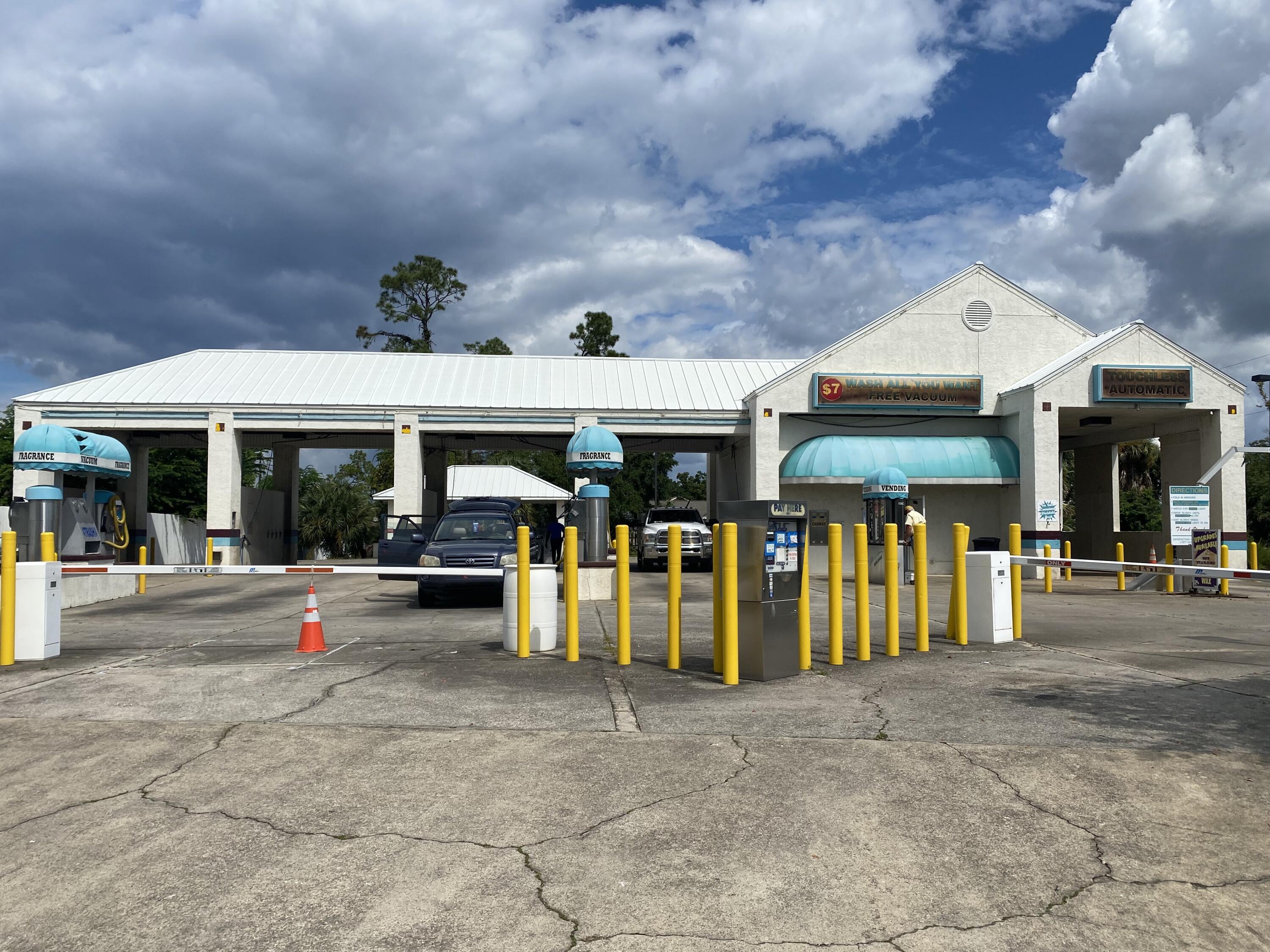 Great Business in a Fantastic Location. Take advantage of the well-established business that needs some added value improvements to maximize income potential. property consist of 140' feet of frontage on Hwy 98 and over .87 acre of land directly on the main thoroughfare of Panama City. Zoned GC -2 Panama City with 3,612 SF of total buildout area that includes office ,4 self-wash bays, 6 vacuum stations (4 operational) and auto wash tunnel that will require installation of either a friction or touchless roll kit. Vacuums are currently coin meter based. The auto wash tunnel is currently non-operational and will require the installation of either a touchless or friction roll over kit to increase current revenue. Daily traffic counts is 38,000/day.