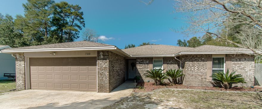 Add your own touches to the most affordable 4 bedroom brick home in all of Bluewater Bay! At under $270,000, you won't find so many features in one of the best school districts in the area! Don't let the age (1978) of this house fool you, this well-maintained cul-de-sac home in a quiet corner of Caribbean Village offers a huge fenced yard, a rare find in this neighborhood. This LARGE yard (.36 ac) is the perfect blank canvas to make into a grand retreat over timeadd a large pool, widen the gate and park your boat, so convenient to the baythere are so many possibilities! The backyard includes a fantastic oversized storage shed/workshop! The back porch includes a utility sink and stub-out for gas-perfect for creating your own outdoor kitchen space. St. Thomas Cove is close to Bluewater Elementary, just a few blocks from White Point Recreation area, Bluewater Bay Resort/Golfing, boating, easy Mid-Bay bridge access and all that Destin & its beaches have to offer!    

Enter into a Lovely Grand Room with nice wood-burning fireplace and pecan laminate wood flooring throughout the main living area. It adjoins a cozy dining room, conveniently flowing into the updated kitchen, with tons of storage in the beautiful cabinets with Silestone countertops, and tile flooring. The huge bonus room on the back, is great space for your "Man Cave", Craft room, or play room, or maybe all 3! The Master Suite is just down the hall from the other 3 bedrooms, with newer carpet-great for a young family! Move-in ready in a great neighborhood!

733 Saint Thomas Improvements
	
Air Conditioning Compressor 2015
Water Heater 2015
Roof 2006
Duct Work replaced 2010
	Air Conditioner Overhaul 2010
	Flooring
		New Laminate Wood flooring in Living and Dining Feb 2016
		Tile 2010
		New Carpets April 2015
	Paint
		Most all 2015-2016
	Garage Floor April 2015
	New Front Door April 2015
	
Inclusions
	Washer
	Dryer
	Refrigerator
	Stove and Microwave
	Dishwasher

	Old Republic Home Warranty