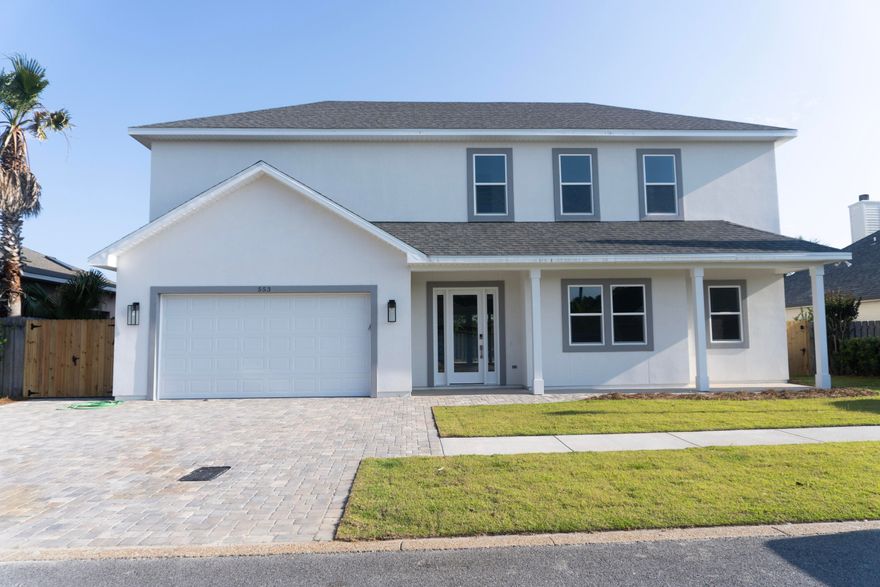 Welcome to Avalon Estates in Miramar Beach! A rare find - this home was just completed and is ready for its first occupant. Avalon is steps from the private beach access on Scenic 98 (Scenic Gulf) and is a high-end private community with a community pool and tennis courts. This home boasts over 3,300sf, 5 bedrooms - each with their own private ensuite luxury bathroom. A fully customized build featuring a heated private pool, Thermador appliances, beautiful quartz, 10 foot ceilings, privacy fully fenced yard, outdoor kitchen and much much more. Step in the front door and immediately notice the attention to detail and the natural light beaming through the main floor showcasing the brand new private pool. The master  is on the first floor and has its own private ensuite and access to pool.