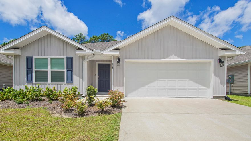 Built in 2021, this immaculate, never rented home in Tomahawk Landing boasts 4 bedrooms, 2 full bathrooms, a 2-car garage and charming curb appeal.  Owners recently updated the kitchen and bathrooms with quartz countertops, new sinks and faucets. The backyard was fenced in for privacy and a huge deck was added, perfect for entertaining guests.  The garage was painted giving it a polished look. Enjoy other finishes such as stainless appliances, shaker style cabinetry, Vinyl flooring, huge pantry, and a large living room.  Located minutes from the beaches of South Walton, Choctawhatchee Bay, shopping, restaurants and more, make this a great find!  Perfect for a primary home, second home with low maintenance, or investment opportunity as a rental