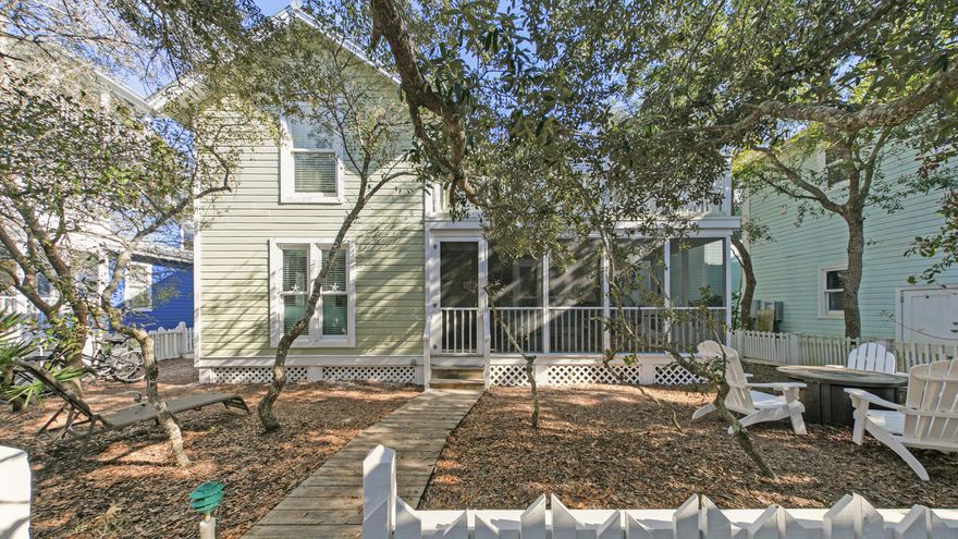 This quintessential Seaside cottage has recently been updated, and is an excellent escape for all that Seaside and the Emerald Coast have to offer. This cozy cottage boasts very functional living space as well as great porches and separate fire pit area. This could be an ideal second home and it has excellent rental history. Inside the cottage you'll find an inviting living room. A short hallway away is a full kitchen with upgraded stainless steel appliances, designer cabinetry, and black corian countertops. You will also find a comfortable dining area to sit and enjoy a nice meal. A European designed full bathroom (shower only) downstairs alongside the washer/dryer and an outside shower complete the main level. Upstairs you'll find your two bedrooms. The master bedroom has a king bed
