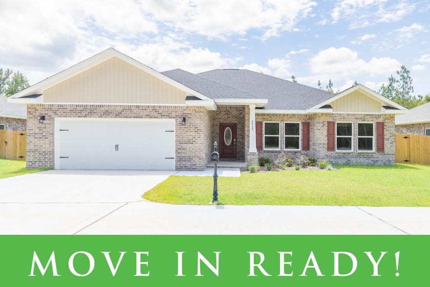 SELLER PAYS ALL CLOSING COST with preferred lender! MOVE IN READY!  This 4 bedroom 2 bath split home is located in the beautiful city of Milton. One of 15 New Construction Homes. Surrounded by adventure, only a short drive to Black Water River State Park, 45 minutes to Navarre Beach, and minutes to shopping, dining & more. The kitchen is the heart of the home complete with a spacious granite island, shaker cabinets & stainless steel stove, microwave & dishwasher. LVP flooring throughout main living areas.  Spacious master & master bath includes an incredible stand-up shower with dual shower heads, separate garden tub, double vanity &  double walk-in Closet.  Exterior features include a large extended patio, privacy fence & so much more!