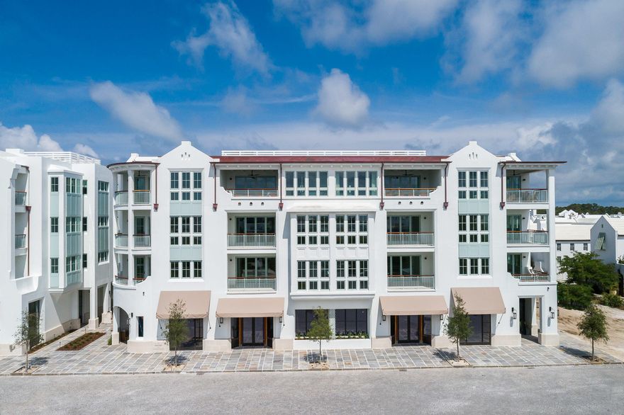 Both the Camden and Whitby hold a new and prominent luxury residential location in the Town Center of Alys Beach, as well as offer unique retail experiences. Architectural cousins, related but unique, each building is expressive of its own distinct personality. The architecture of these new buildings borrow from the rich traditional vernacular of Bermuda and the sculptural plaster language evolving at Alys Beach and are seamlessly woven into the fabric of the Town Center. The architectural details comprised of retail steel windows, iron balconies, crafted tile and large openings add a touch of modernity to the traditional and familiar forms of the massing.
These residences were carefully crafted to take full advantage of their prominent location anchoring the Amphitheater.