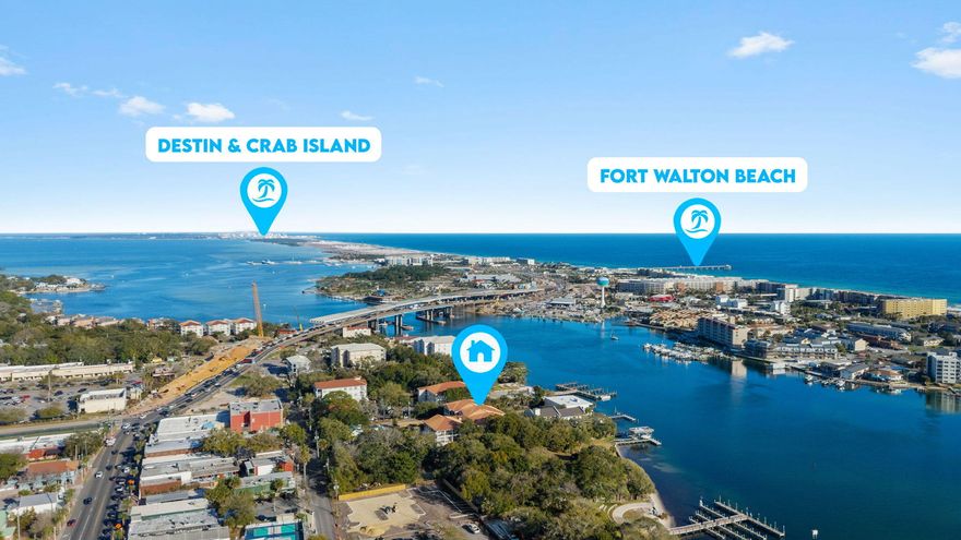 Welcome to an exceptional opportunity in the heart of Fort Walton Beach, a coastal community that is experiencing meaningful revitalization. Whether you are seeking a primary residence, a second home near the water, or an investment property, this well-maintained condominium offers a rare combination of location, flexibility, and lifestyle. Located just moments from the Santa Rosa Sound, this second floor residence with elevator access places you within easy reach of some of Fort Walton Beach's most beloved local spots. Walk or bike to Publix, the public library, waterfront parks, pickleball courts, live music venues, breweries, and popular dining destinations. The area is known for its laid back coastal energy and central location, making it easy to enjoy everything from sunset strolls along the sound to an evening out with friends.

Inside, the layout is thoughtfully designed and surprisingly efficient for the square footage. Two guest bedrooms are positioned at the front of the home, while the private primary suite is tucked quietly at the back. The primary bath features double vanities and a walk in shower, creating a comfortable retreat after a day at the beach or on the water.

Natural light welcomes you the moment you enter, drawing your eye toward the covered back porch where you can relax and enjoy the coastal breeze.

The kitchen has received a stylish refresh that blends functionality with a clean coastal feel. Updates include a new refrigerator, new stove and range hood, refinished cabinetry with updated hardware, tile backsplash, and granite countertops.

Additional improvements throughout the home include new carpet in the bedrooms, upgraded ceiling fans in every room, crown molding throughout, and fresh interior and exterior paint. The washer and dryer are included, adding convenience for everyday living or guest stays.

Practical upgrades add peace of mind as well. The unit features a brand new 2026 water heater, and the building itself offers durable construction with a metal roof. Residents also benefit from a community fitness room with a newly installed HVAC system, a pergola covered parking area, and an owner's storage closet, ideal for beach gear or recreational equipment.

For qualified buyers with VA eligibility, the property also offers the rare opportunity to assume the existing VA loan at 4.38% interest with less than 25 years remaining.

Monthly rentals are permitted, creating a unique opportunity for owners who want the freedom to enjoy the property while also benefiting from income potential. 

Low-maintenance living, coastal access, and an exciting location near the sound make this property a compelling option for buyers who value lifestyle, convenience, and long-term potential in Fort Walton Beach. Please call for video tour!