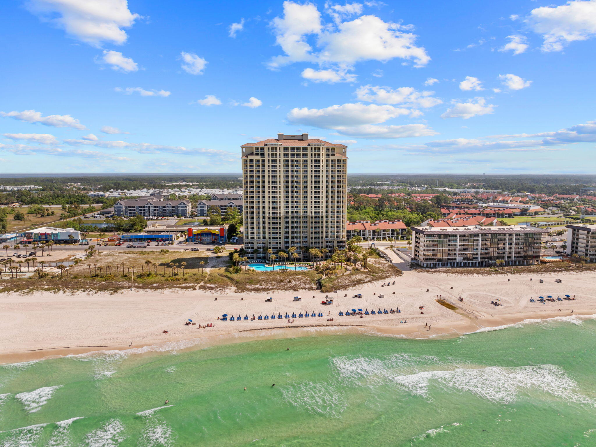 Fully furnished, totally remodeled and ready for you in Grand Panama of Panama City Beach. Situated on the 3rd floor, this 3-bedroom corner unit has gulf views from almost every room and enjoys a private corner covered balcony. When it's time to enjoy the sand and sun of Florida, this condo is the one you want to be living in. Priced $50,000 less than comparable units, sold fully furnished & turnkey with vacation rental projections approaching $68K annually. The master bedroom overlooks the shimmering Gulf waters, and the master bathroom has a double vanity along with a separate shower and tile tub. Two more guest bedrooms, hall bunks and second full bathroom round out the property. Come tour this condo today and enjoy a world-class lifestyle at Grand Panama in Panama City Beach.