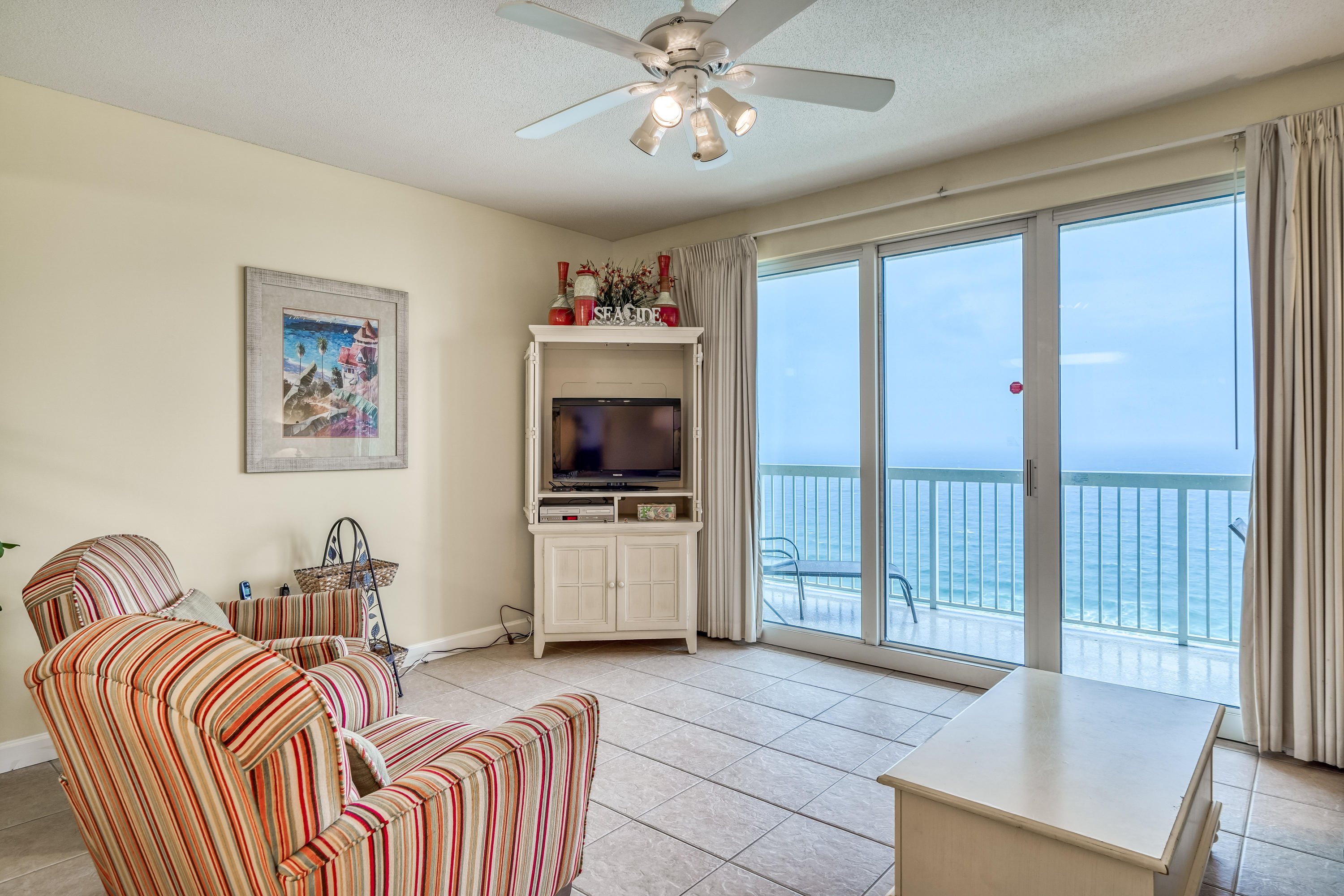Welcome to Seychelles Condo #2004 in Panama City Beach, Florida! This one bedroom, two bathroom, beach front condo offers everything you could want at a wonderful price in today's market! This beach front condo offers a spacious design with abundant views from the open concept living, dining, kitchen area out to a large covered balcony. From the balcony you will find the most picturesqe sunsets of your life over the Gulf of Mexico with views of the boats trolling in and out through the pass at St. Andrews State Park. Seychelles is extremely convenient for boaters with short access to Grand Lagoon making for a quick trip in to the Gulf. Seychelles offers a beautiful beach front pool and hot tub, on-site fitness facility, on-site rental desk, covered/secure gated parking and more!