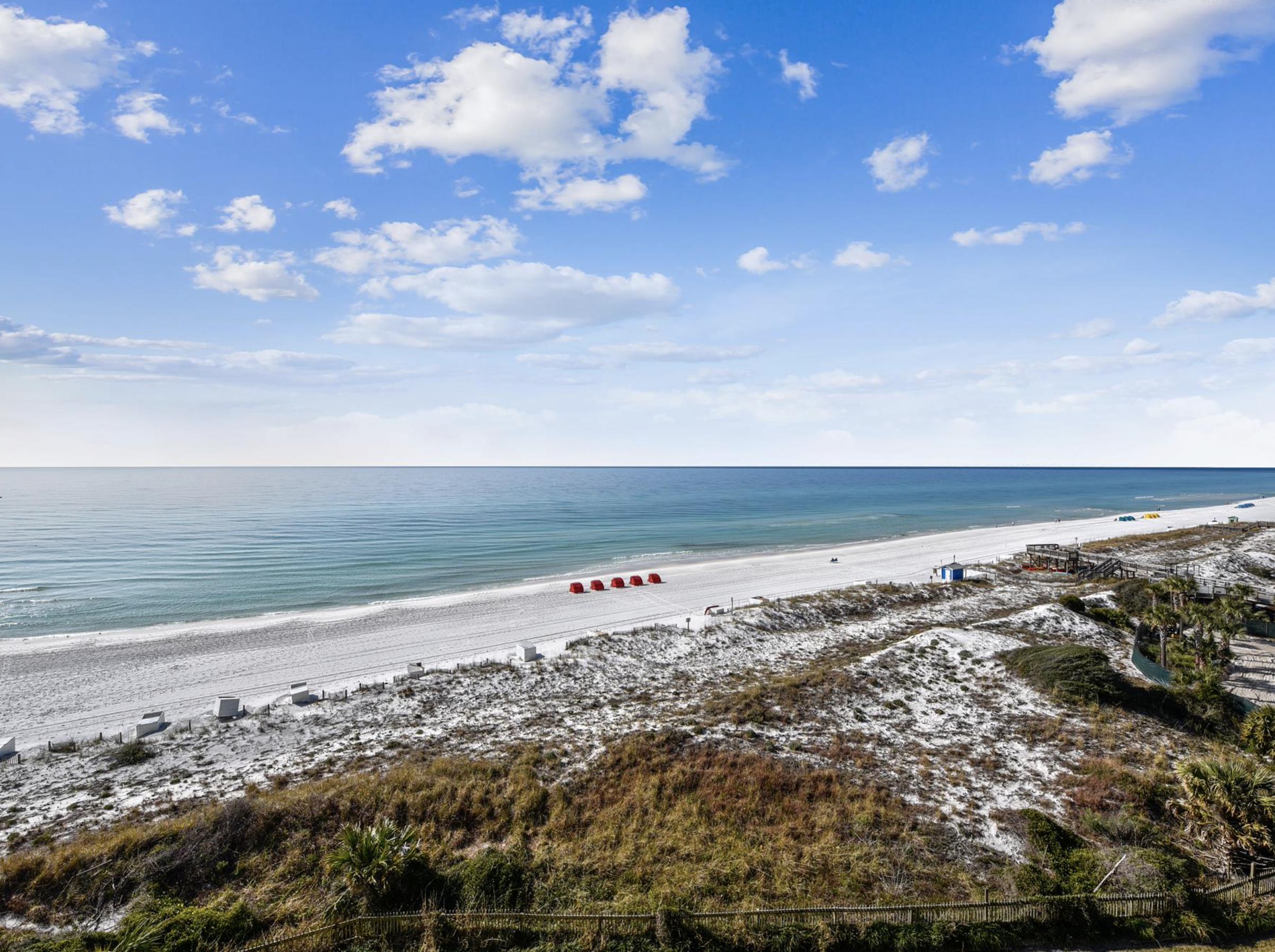 As soon as you walk through the door of this 7th floor Beachside II condo, you see the aqua waters of the Gulf of Mexico!! You can enjoy the views from your PRIVATE balcony or from the Master, thru a wall of windows! The condo has been recently updated with all new furnishings! The kitchen is nicely appointed with beautiful cabinetry, stainless steel appliances and granite countertops. The living room and dining areas are very spacious and have beautiful views of the gulf! The Sandestin Golf and Beach Resort boasts more than seven miles of sugar-white sand beach and bay front property, four championship golf courses, 15 world-class tennis courts, 19 swimming pools, a a 98-slip marina. The condo is being sold fully furnished. GOLF CART INCLUDED!!!! Buyer to verify information & dimensions.