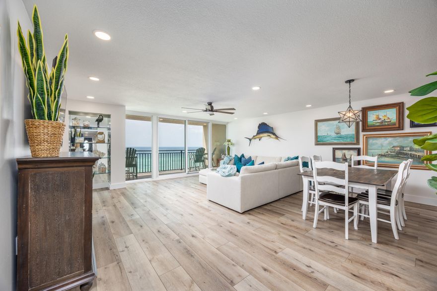 Experience the epitome of luxury living in this 7th-floor penthouse 3 bedroom 3 bath non-rental floor, where every day feels like you're aboard a private yacht. The unit boasts panoramic, unobstructed views of the Gulf, offering a truly immersive coastal experience. Completely renovated in 2022, this residence showcases a timeless and cohesive beach-inspired design that exudes tranquility and offers a private secluded balcony. Step into the expansive living room, where 15 feet of floor-to-ceiling windows flood the space with natural light, creating a seamless connection with the breathtaking surroundings--no cramped spaces here! The stunning new kitchen, featuring a shiplap ceiling, offers serene water views, even while doing dishes. Sold fully furnished! The spacious primary bedroom is a versatile retreat, large enough to accommodate an office, a sitting area or both. Two oversized closets line the hallway leading to the updated en-suite bathroom, complete with double sinks for added convenience. Enjoy direct access to the private balcony from both the primary suite and the living area designed with privacy in mind, you won't see the neighbors and they won't see you.

Two additional bedrooms, each with their own bathrooms, are situated at the opposite end of the condo, ensuring ample privacy. With generous storage space throughout, this penthouse has it all. The Breakers has a new roof, balcony & rails and coming up repainting of the building. Mile Stone Inspections have been completed & Special Assessments have been paid.