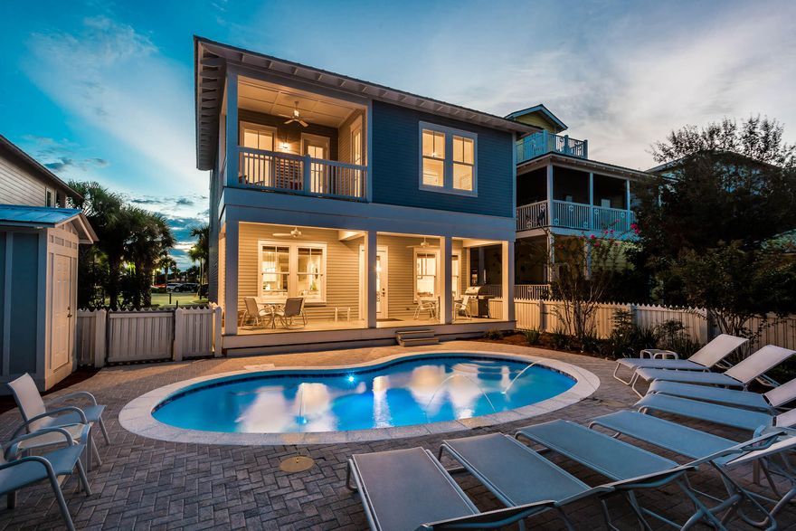 Beautiful Home with excellent private outdoor space, including a large saltwater pool!Rental Income Projections of $200,000. Fresh and well maintained, this 5 bedroom, 5.5-bathroom beach home has a private heated pool that backs up to Seacrest Park.Of the home's 5 bedrooms, four feature king bed suites, each with full baths and some with built-in bunks, offer restful retreats for up to 20 guests. With multiple seating areas, two dining tables, two refrigerators, and two dishwashers.