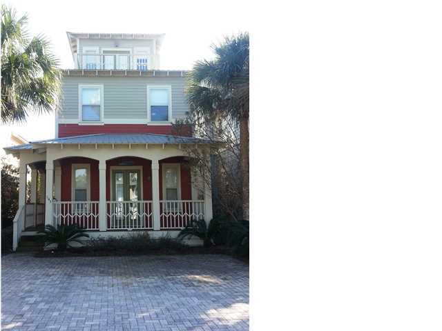 Vacant Easy Show!! This home has many great features with its 5 bedrooms and 3 1/2 baths plus a tower room with wet bar and sitting area. Hardwood floors in main living areas and carpet in bedrooms. Spacious kitchen with granite counters and stainless appliances overlook dining area and living room. Large master suite with huge walk in closet, a sunset balcony and grand master bath with jacuzzi tub, separate shower and another walk in closet. Wrap around Porches and balconies on this home allow for lots of outdoor living. This home is located on a quiet street at back of Seacrest neighborhood. Includes all the amenities that Seacrest Beach has to offer including deeded beach access, tram service to beach walkover, 12,000 sq ft pool area and lots of common green space. A must see.