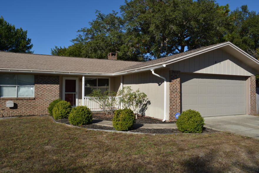 GREAT LOCATION! MOVE IN READY! Conveniently located near Eglin AFB, this location offers quick access to shopping, restaurants and schools! This Brick home features an updated Kitchen that has plenty of cabinets and countertops to make the house chef happy! The warm Living Room features crown molding and a wood-burning fireplace, perfect for keeping warm on these cool winter nights! The split bedroom floor plan has the Master Suite on the right, and the remaining two bedrooms and guest bath on the left side of the home. The master bedroom has a huge walk in closet to keep all your clothes neat as a pin. Both the Guest Bath and the Master Bath have been updated beautifully! See additional information..