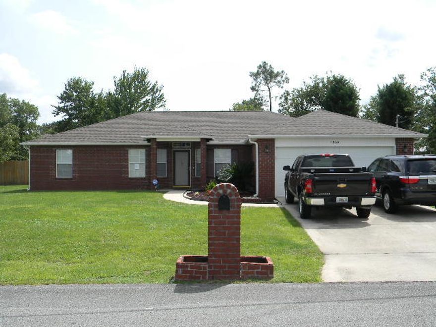 GREAT PRICE!! GREAT LOCATION!! LEVEL LOT!! NEW ROOF JUST INSTALLED, NEW FRENCH DOORS LEADING TO BACK YARD, NEW CARPET IN DINING & MASTER BEING REPLACED!! THIS IS THE 4BR/2B YOU HAVE BEEN WAITING FOR!! All brick, split bedroom design home with 1900sf located S of I-10 & close to all military bases, shopping, beaches etc!! You'll find easy care laminate in foyer, family room, hall & 3 B/R's; Tile in kitchen & baths. Spacious master suite with garden tub, separate shower, double vanity, his/her walk-in closets and linen. Kitchen has plenty of cabinet & counter space along with pantry, breakfast room w/bay window overlooking privacy-fenced back yard. All kitchen appliances remain. Large 10X20 covered patio, storage shed & double gate & MORE... MAKE YOUR APPT TO SEE THIS HOME TODAY!!