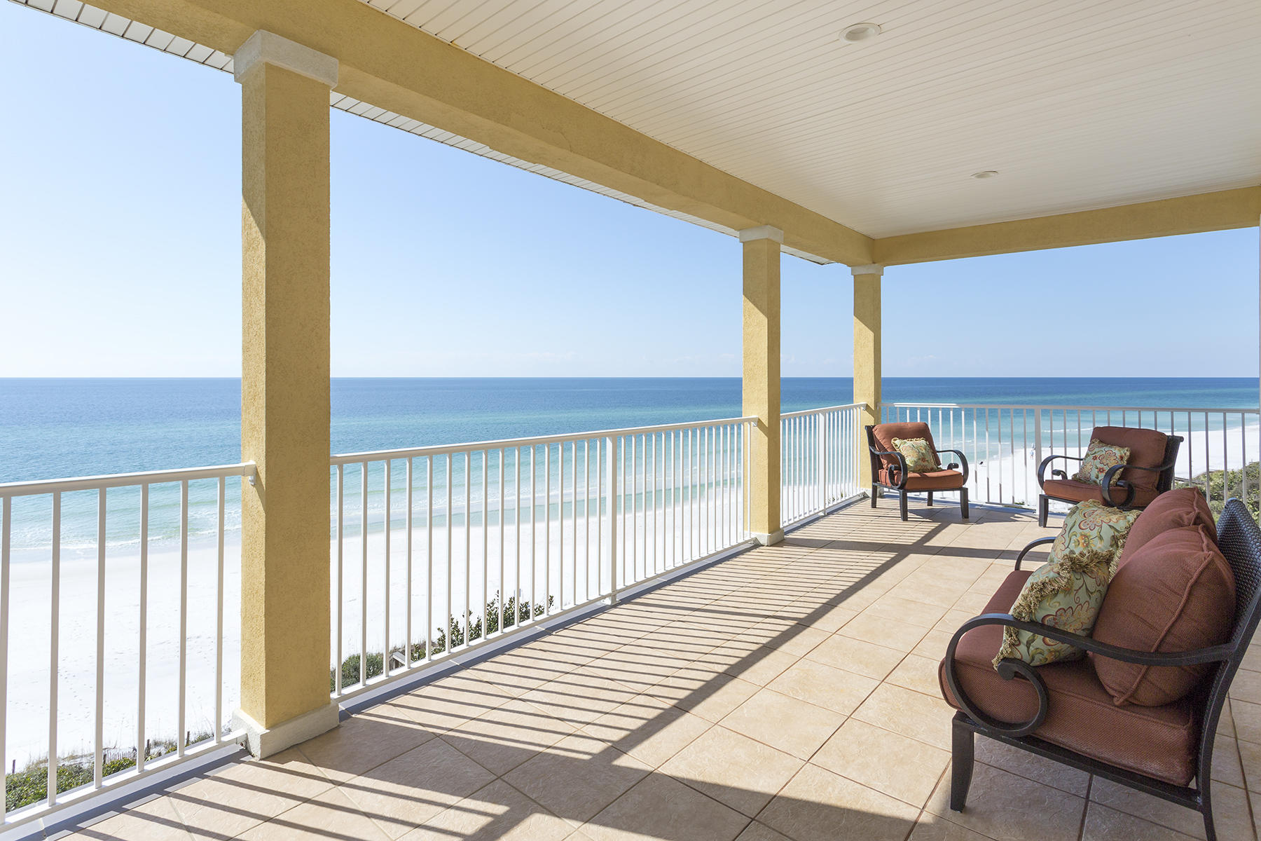 ''Views of Seagrove'', is aptly named for it's stunning, panoramic, gulf horizon views from a spacious southern balcony, the main living area and three western facing bedrooms. This luxurious, top floor Seagrove Beach gulf-front offering encompasses the entire top floor of the four-story complex. The unit has just under gone extensive remodeling and updates including all new furnishings and fresh paint throughout. A freshly, upgraded gourmet kitchen features new stainless-steel appliances and gorgeous granite countertops. The kitchen's center island counter top was extended in width to accommodate additional bar-height seating.