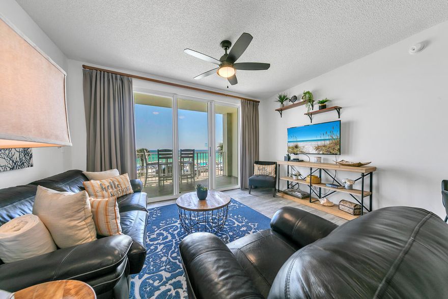 Charming Coastal Retreat! This Beautifully Decorated 1BR|2BA Condo With Hallway Bunks Is The Perfect Getaway, Offering A Blend Of Style, Comfort, & Unbeatable Convenience. Located On A Low Floor For Easy Access, This Unit Is Completely Carpet-Free & Features Granite Countertops, Stainless Steel Appliances & A Bright, Inviting Atmosphere. The Open-Concept Layout Seamlessly Connects The Living Area To The Gulf-Front Balcony, Where You Can Soak In Stunning, Unobstructed Views Of The Emerald Waters. Whether You're Enjoying Your Morning Coffee Or Winding Down After A Beach Day, This Condo Offers The Perfect Backdrop For Relaxation. Turn-Key & Fully Furnished, This Unit Is Ideal For A Second Home Or A Full-Time Beach Retreat. The Majestic Sun Community Boasts Top-Tier Amenities... Including A Heated Indoor/Outdoor Pool, Hot Tub & Fitness Center. Located Within The Gated Seascape Resort, You'll Have Direct Beach Access, Along With Nearby Dining, Shopping, Entertainment & Golf. Enjoy An 18-Hole Championship Golf Course, Tennis Courts, Scenic Walking Trails, On-Site Restaurants & 2,000 Feet Of Pristine Gulf-Front Shoreline. Whether You're Looking For Adventure Or Tranquility, This Location Offers The Best Of Both Worlds!