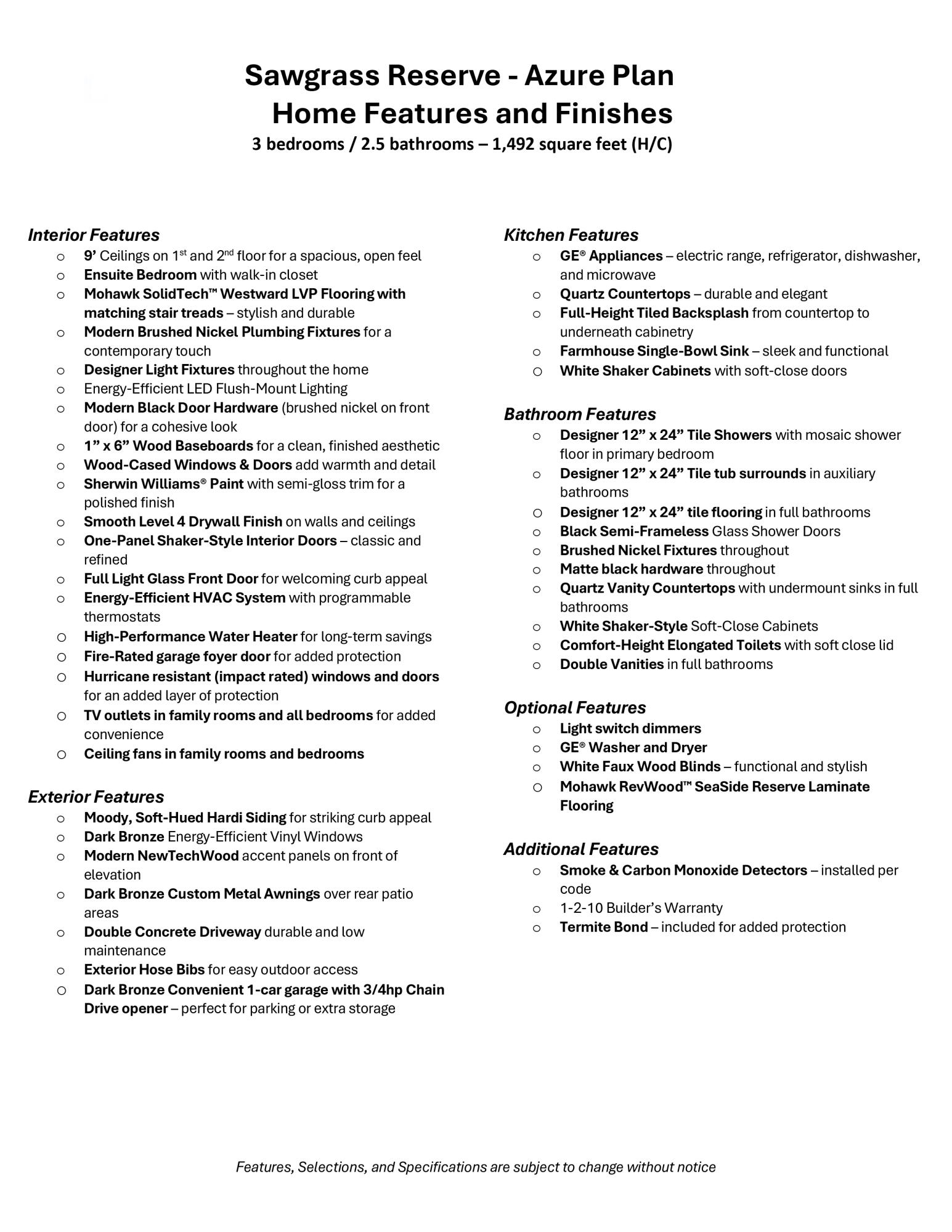 SAWGRASS RESERVE - Residential