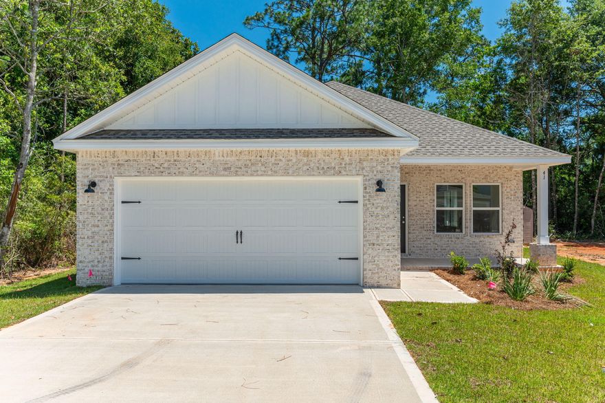 This floor plan features all brick construction, covered front and rear porches, split bedrooms, and raised ceilings. Plenty of dining options from the dining space overlooking rear yard or the bar space at the work island. Pantry, stainless steel appliances, quartz or granite countertops, white shaker cabinets. Luxury vinyl plank flooring in common areas & baths, carpet in bedrooms. Owners bath has double vanities, linen storage and large walk-in closet. Builder offers $10,000 towards buyers closing costs and/or prepaids and/or rate buydown-restrictions apply, call for details.